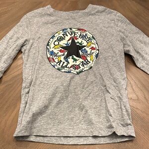 Converse Kids Gray Long Sleeve Tee with Colorful Logo